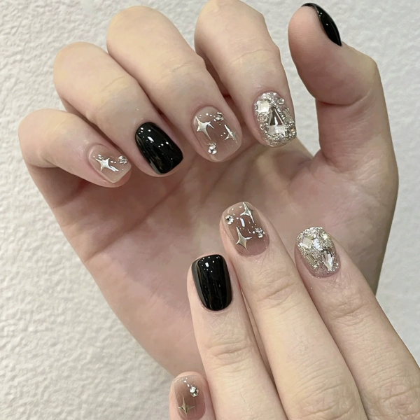 Black Burst Glitter Diamonds (Handmade)